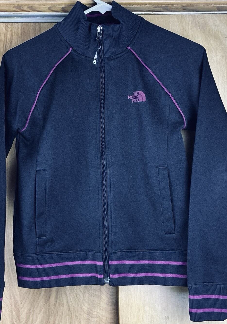 The North Face Sz Youth L Black Hot Pink LS Pkts Full Zip READ